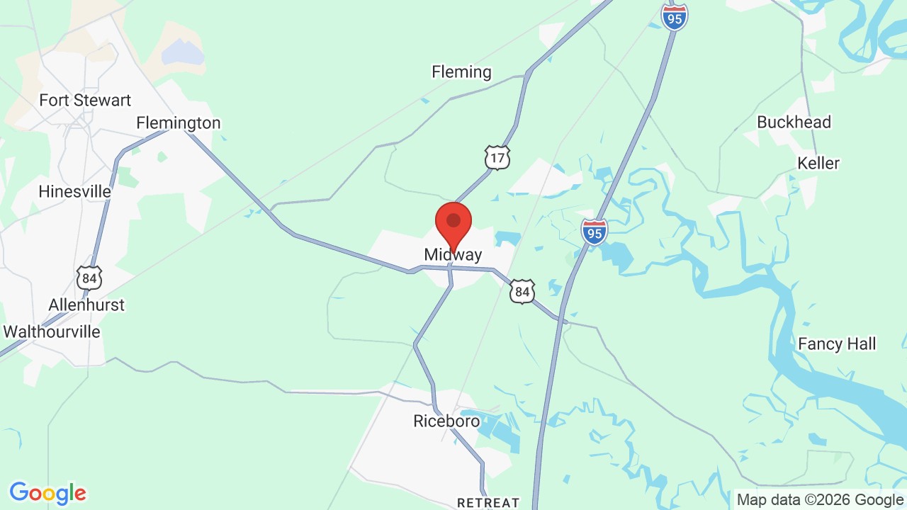 Map of Midway, GA — J&J Septic Waste Services LLC service area
