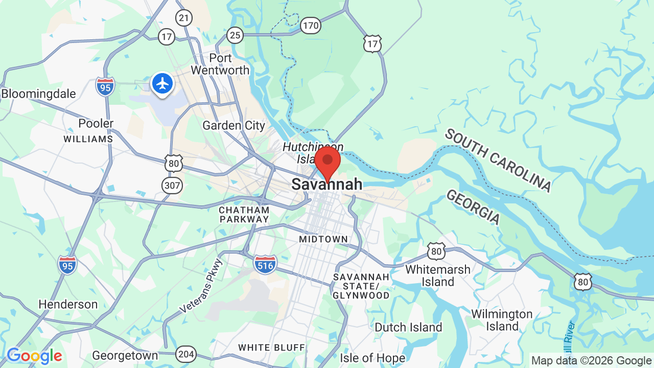Map of Savannah, GA — J&J Septic Waste Services LLC service area